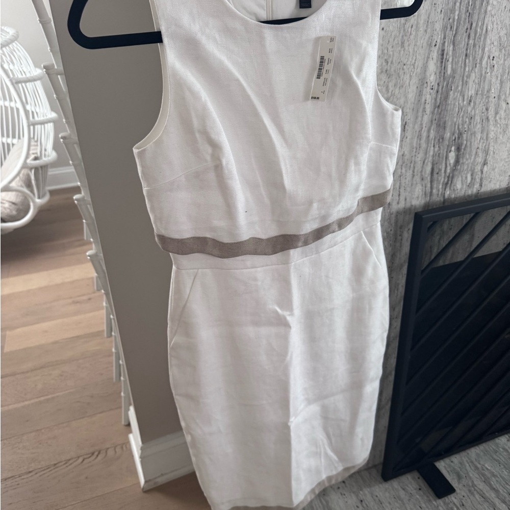 J. Crew White and Tan Mini Dress